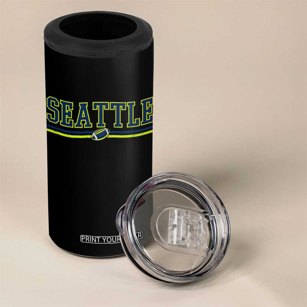 Vintage Seattle Pride Retro Varsity Athletic Style Graphic 4 in 1 Can Cooler Tumbler Game Day Sports Fan