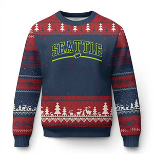 Vintage Seattle Pride Retro Varsity Athletic Style Graphic Ugly Christmas Sweater Game Day Sports Fan