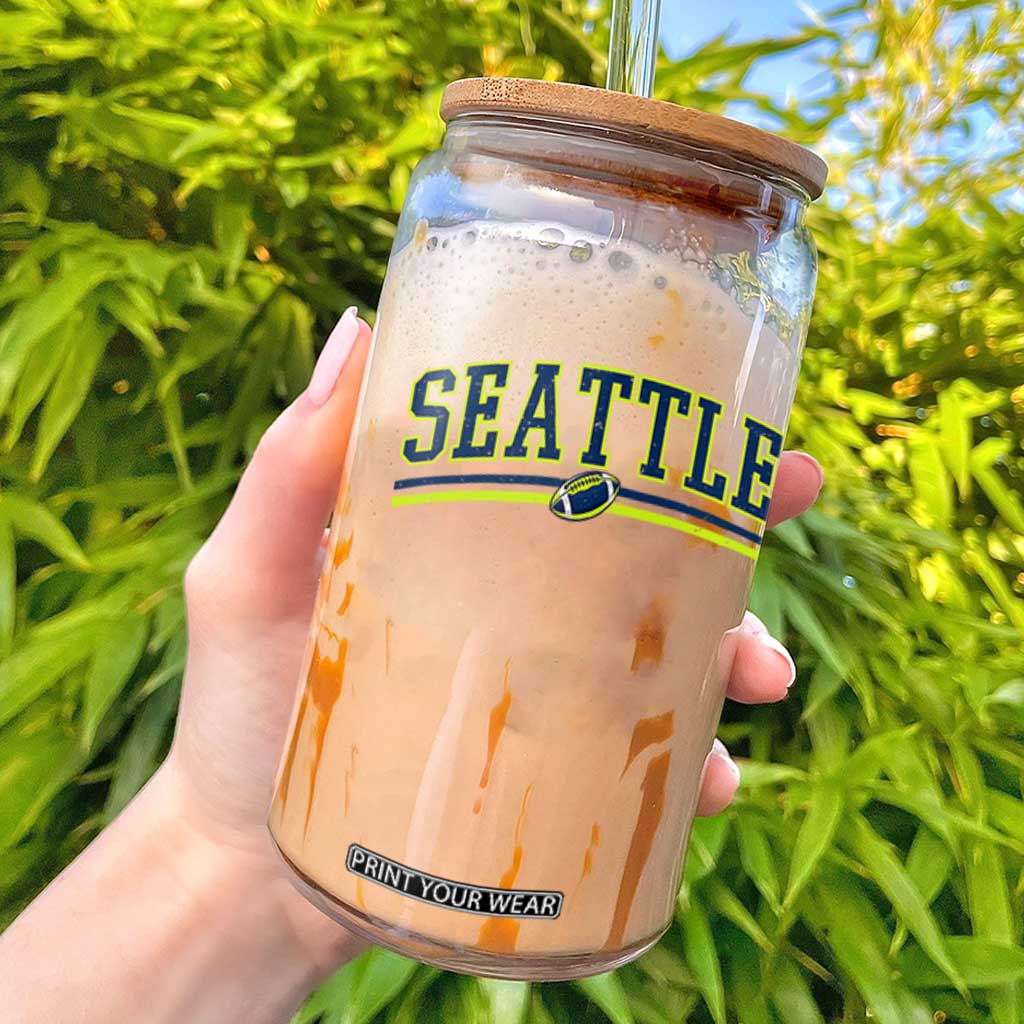 Vintage Seattle Pride Retro Varsity Athletic Style Graphic Glass Can Game Day Sports Fan TS02 Black Print Your Wear