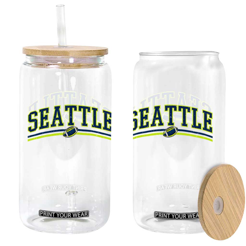 Vintage Seattle Pride Retro Varsity Athletic Style Graphic Glass Can Game Day Sports Fan