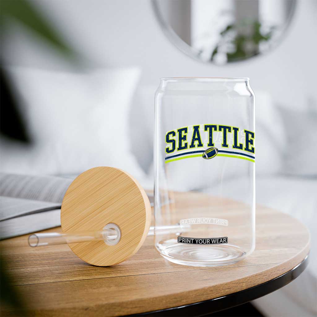Vintage Seattle Pride Retro Varsity Athletic Style Graphic Glass Can Game Day Sports Fan