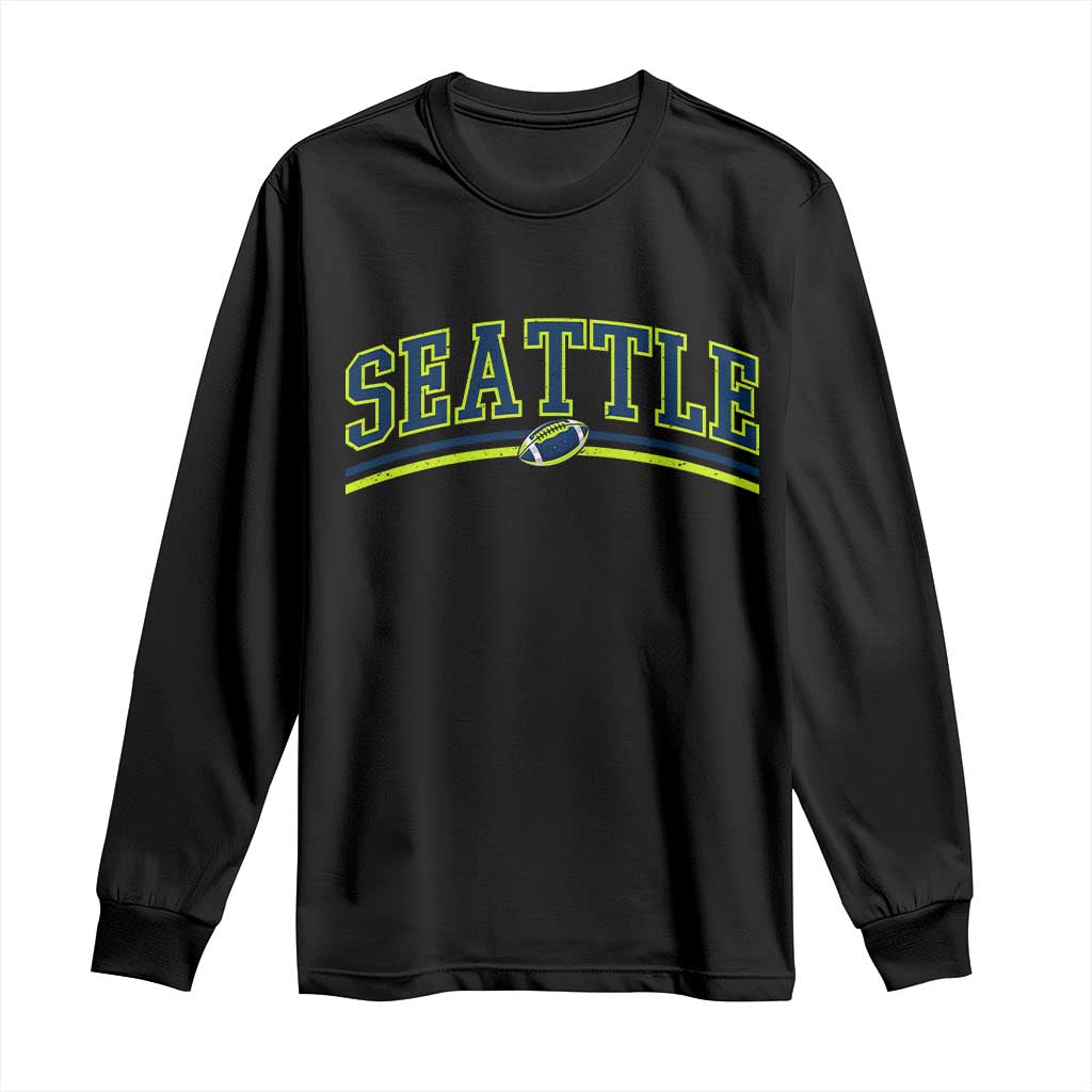 Vintage Seattle Pride Retro Varsity Athletic Style Graphic Long Sleeve Shirt Game Day Sports Fan TS02 Black Print Your Wear