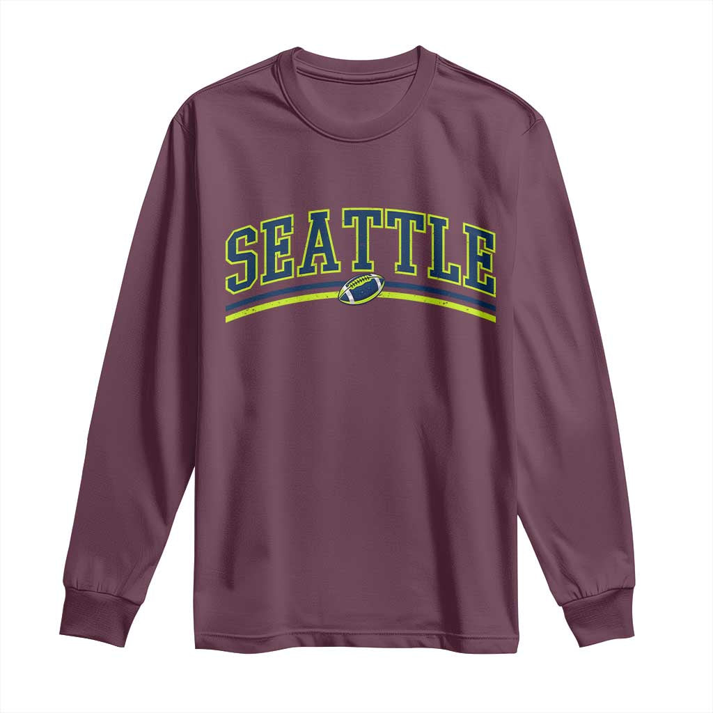 Vintage Seattle Pride Retro Varsity Athletic Style Graphic Long Sleeve Shirt Game Day Sports Fan