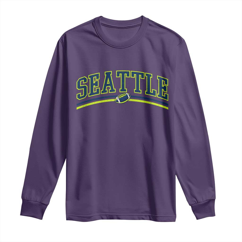Vintage Seattle Pride Retro Varsity Athletic Style Graphic Long Sleeve Shirt Game Day Sports Fan