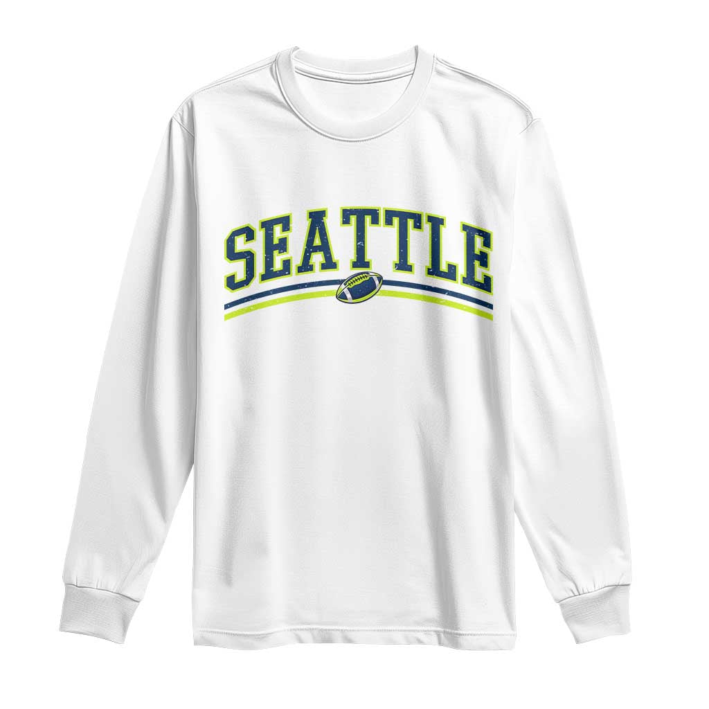 Vintage Seattle Pride Retro Varsity Athletic Style Graphic Long Sleeve Shirt Game Day Sports Fan
