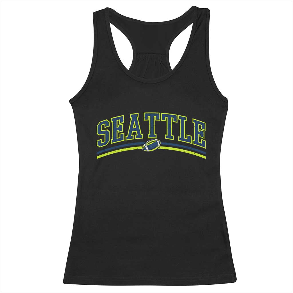 Vintage Seattle Pride Retro Varsity Athletic Style Graphic Racerback Tank Top Game Day Sports Fan TS02 Black Print Your Wear