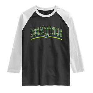 Vintage Seattle Pride Retro Varsity Athletic Style Graphic Raglan Shirt Game Day Sports Fan