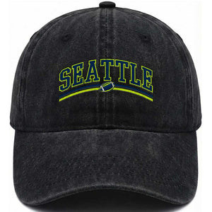 Vintage Seattle Pride Retro Varsity Athletic Style Graphic Washed Cotton Baseball Cap Game Day Sports Fan