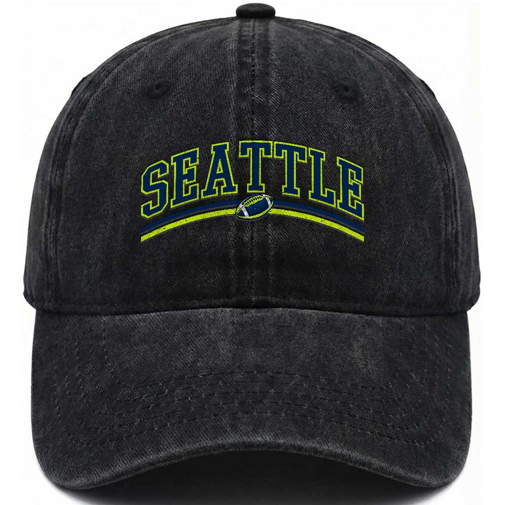 Vintage Seattle Pride Retro Varsity Athletic Style Graphic Washed Cotton Baseball Cap Game Day Sports Fan TS02 Print Your Wear
