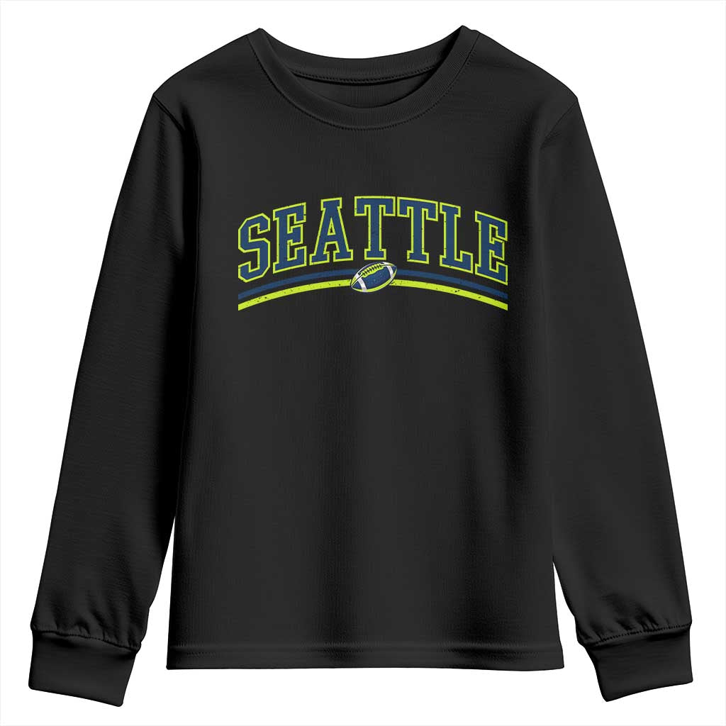 Vintage Seattle Pride Retro Varsity Athletic Style Graphic Youth Sweatshirt Game Day Sports Fan TS02 Black Print Your Wear