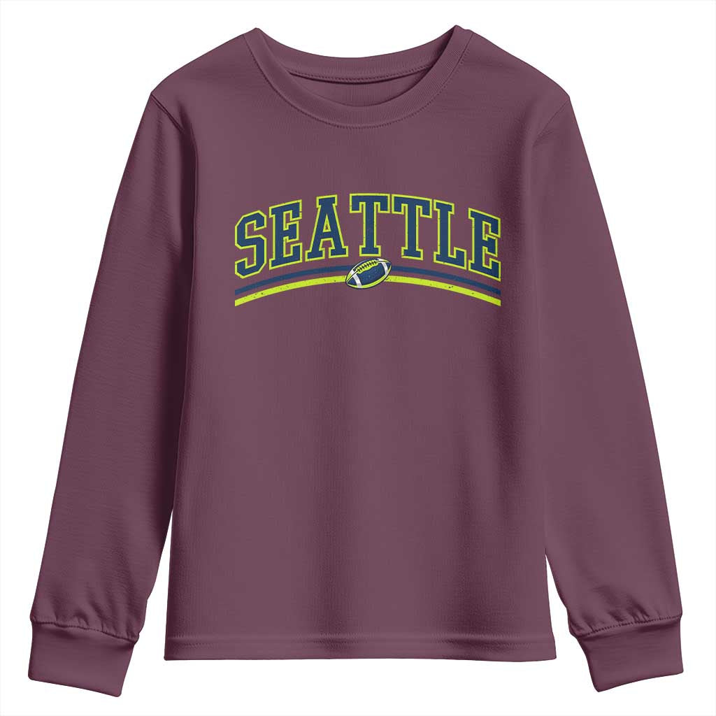 Vintage Seattle Pride Retro Varsity Athletic Style Graphic Youth Sweatshirt Game Day Sports Fan