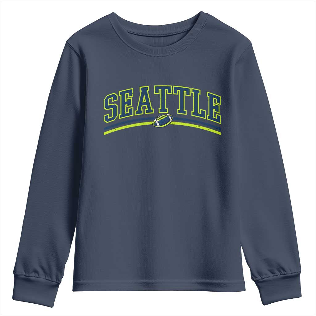 Vintage Seattle Pride Retro Varsity Athletic Style Graphic Youth Sweatshirt Game Day Sports Fan