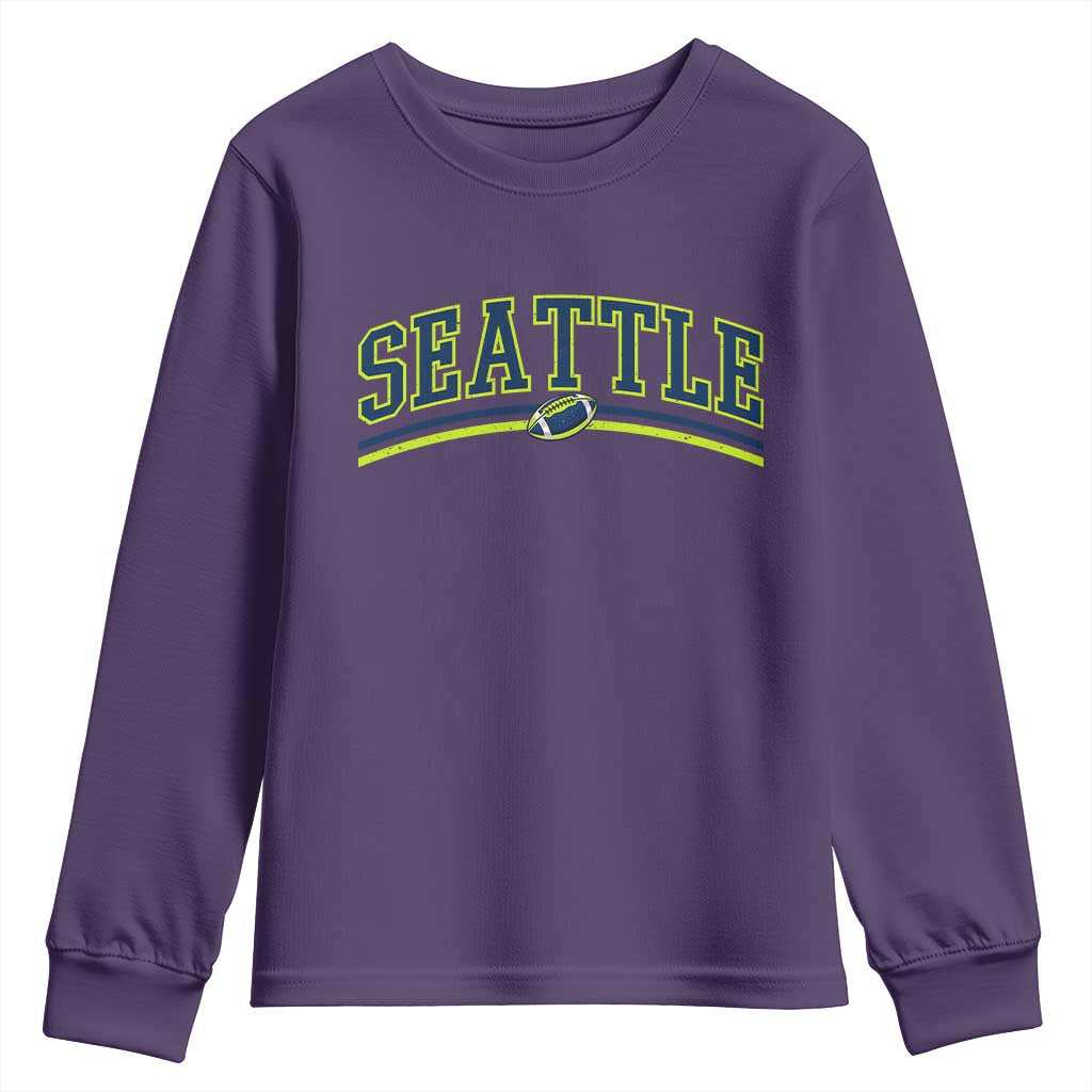 Vintage Seattle Pride Retro Varsity Athletic Style Graphic Youth Sweatshirt Game Day Sports Fan