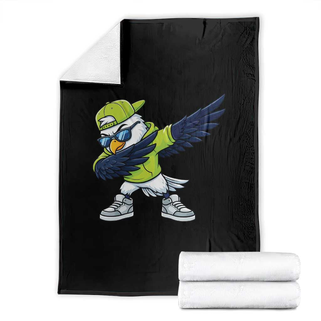 Cool Dabbing Hawk Sports Graphic Throw Blanket Neon Green Game Day Fan TS02 Black Print Your Wear