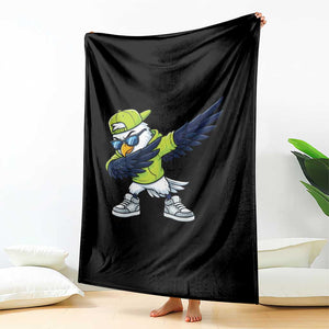 Cool Dabbing Hawk Sports Graphic Throw Blanket Neon Green Game Day Fan