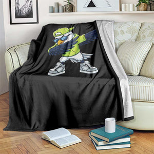 Cool Dabbing Hawk Sports Graphic Throw Blanket Neon Green Game Day Fan
