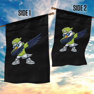 Cool Dabbing Hawk Sports Graphic Garden Flag Neon Green Game Day Fan