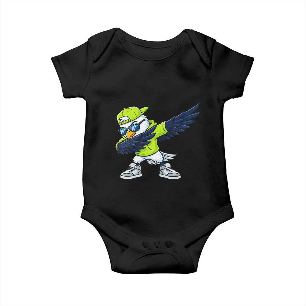 Cool Dabbing Hawk Sports Graphic Baby Onesie Neon Green Game Day Fan TS02 Black Print Your Wear