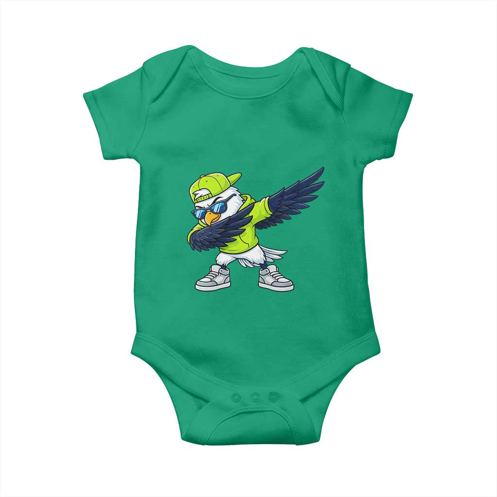 Cool Dabbing Hawk Sports Graphic Baby Onesie Neon Green Game Day Fan