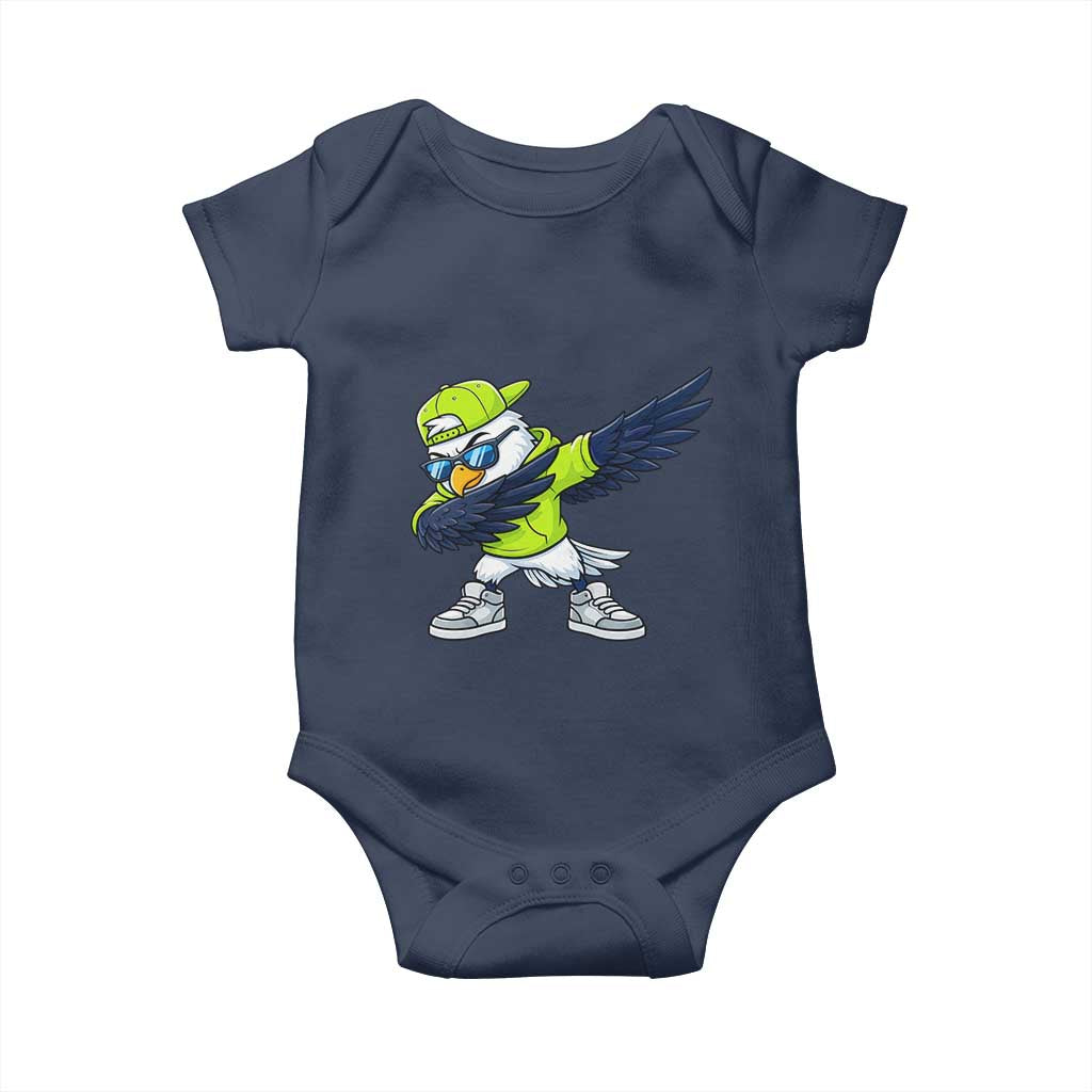 Cool Dabbing Hawk Sports Graphic Baby Onesie Neon Green Game Day Fan