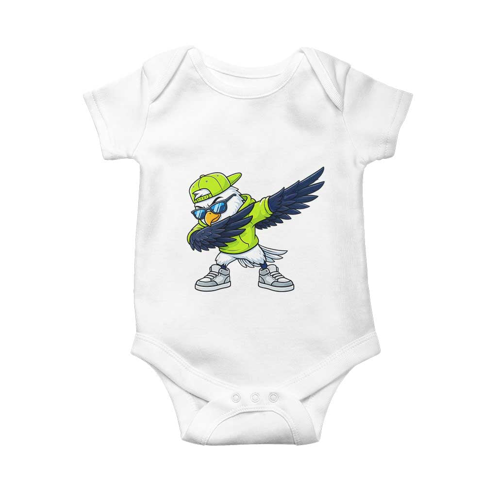 Cool Dabbing Hawk Sports Graphic Baby Onesie Neon Green Game Day Fan