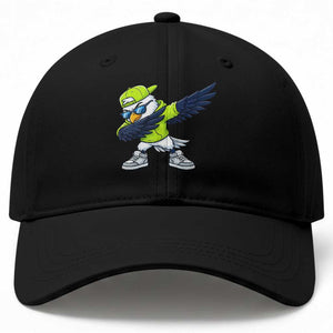 Cool Dabbing Hawk Sports Graphic Baseball Cap Neon Green Game Day Fan