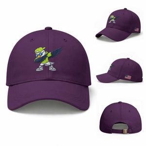 Cool Dabbing Hawk Sports Graphic Baseball Cap Neon Green Game Day Fan