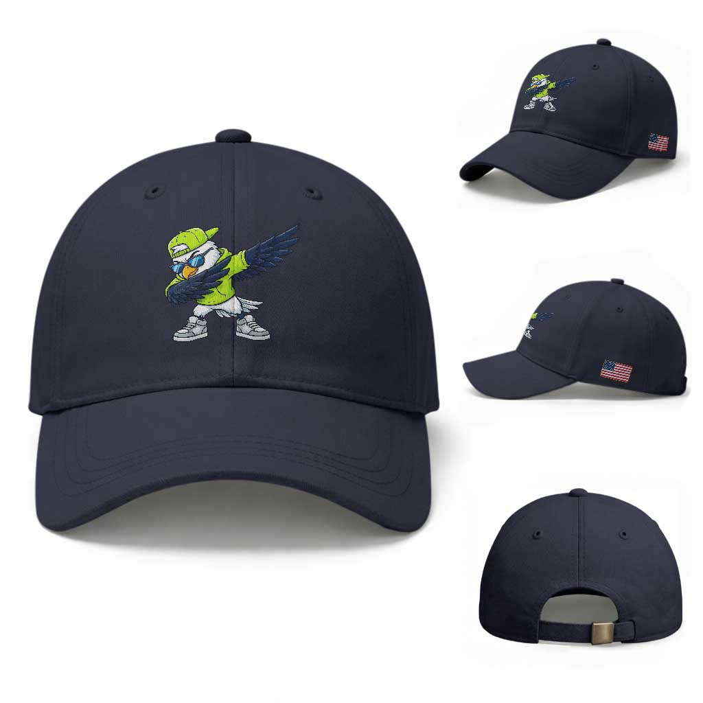 Cool Dabbing Hawk Sports Graphic Baseball Cap Neon Green Game Day Fan