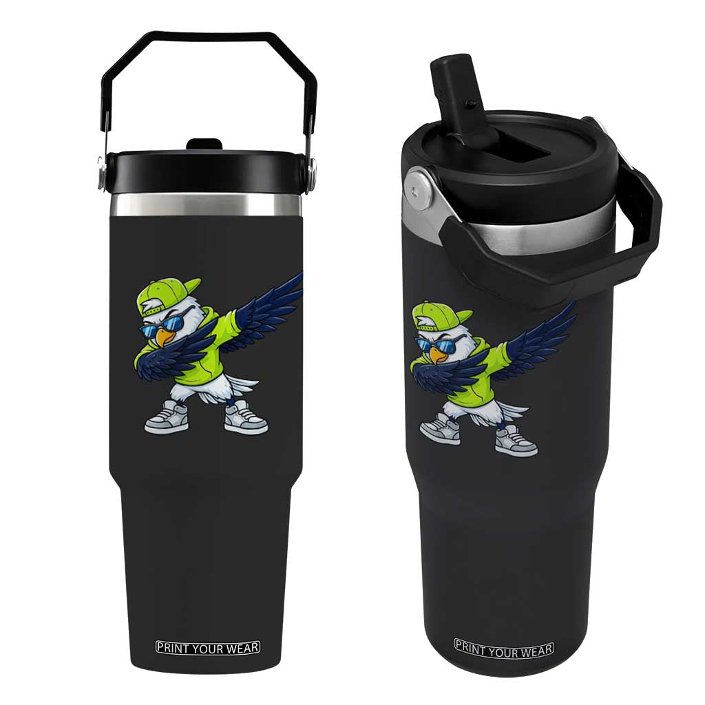 Cool Dabbing Hawk Sports Graphic Flip Straw Tumbler Neon Green Game Day Fan TS02 One Size: 30 oz Black Print Your Wear