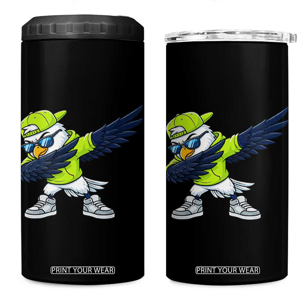 Cool Dabbing Hawk Sports Graphic 4 in 1 Can Cooler Tumbler Neon Green Game Day Fan TS02 One Size: 16 oz Black Print Your Wear