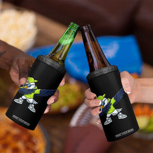 Cool Dabbing Hawk Sports Graphic 4 in 1 Can Cooler Tumbler Neon Green Game Day Fan