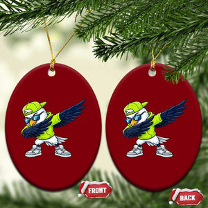 Cool Dabbing Hawk Sports Graphic Ceramic Ornament Neon Green Game Day Fan