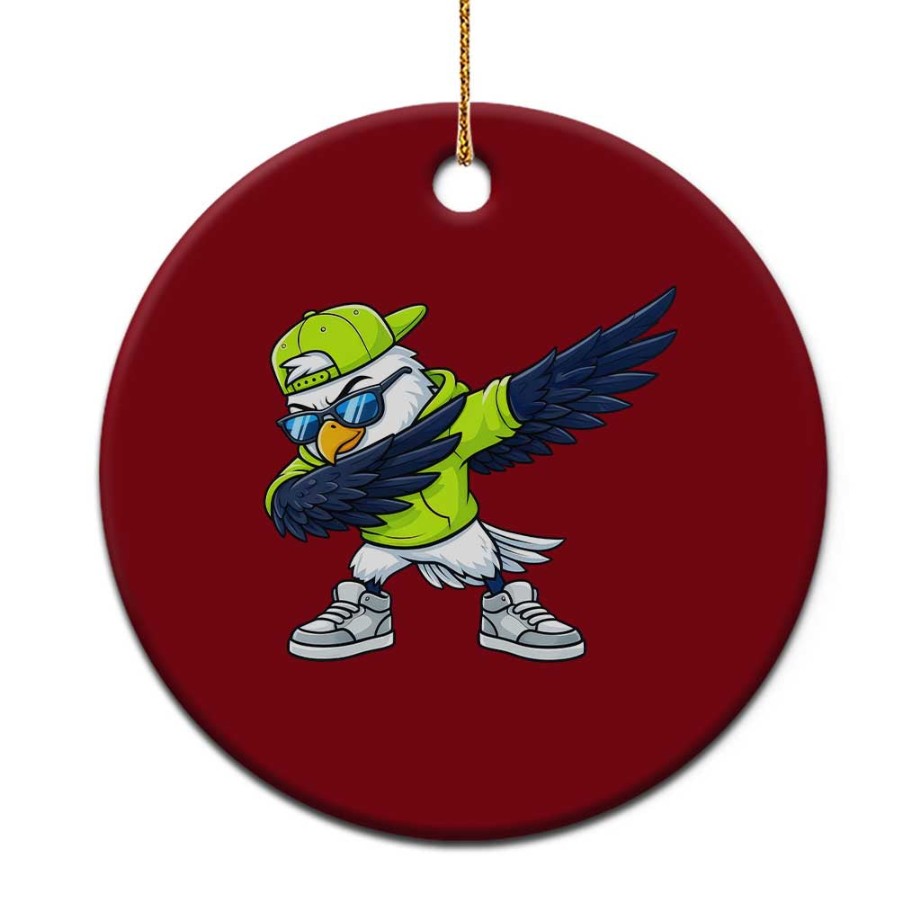 Cool Dabbing Hawk Sports Graphic Ceramic Ornament Neon Green Game Day Fan TS02 1pc Red Print Your Wear