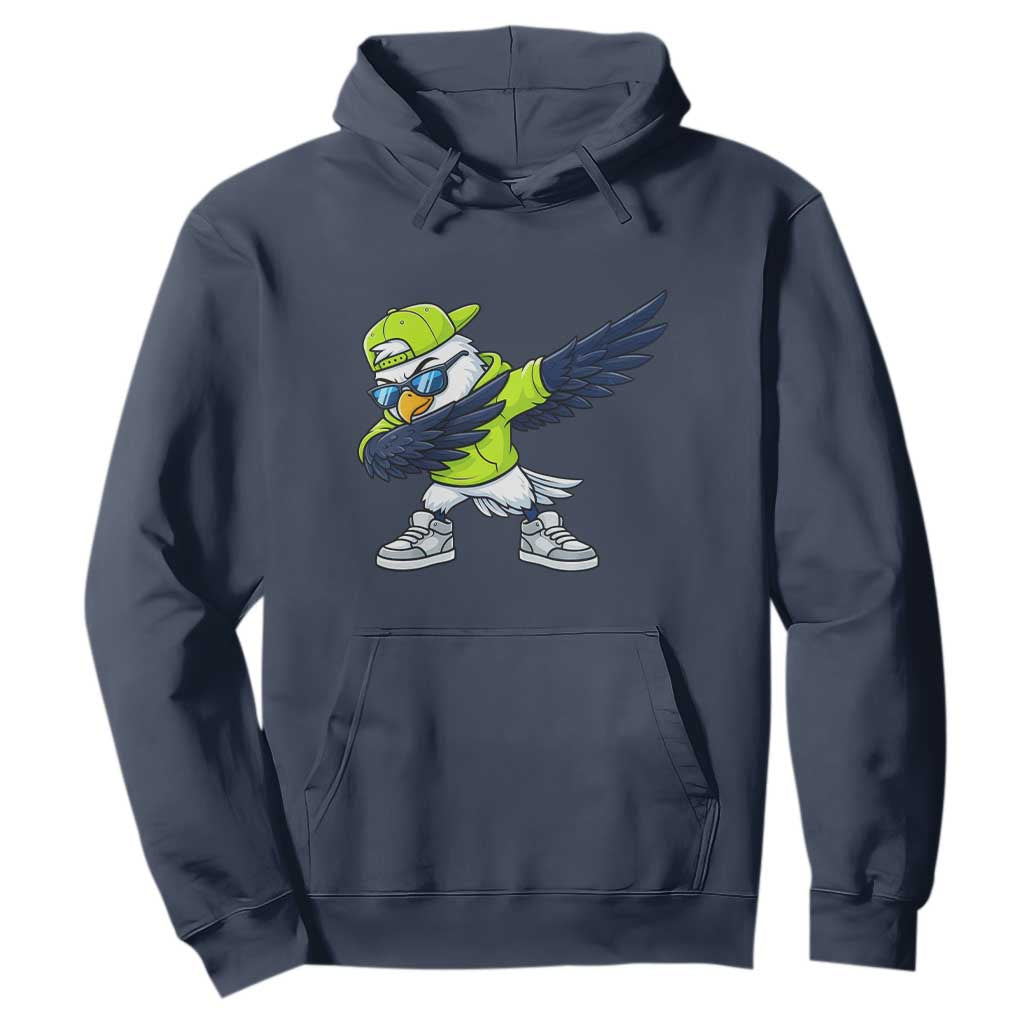 Cool Dabbing Hawk Sports Graphic Hoodie Neon Green Game Day Fan