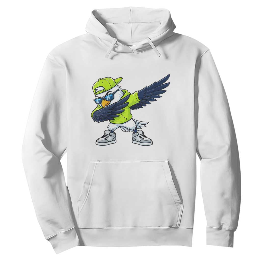 Cool Dabbing Hawk Sports Graphic Hoodie Neon Green Game Day Fan