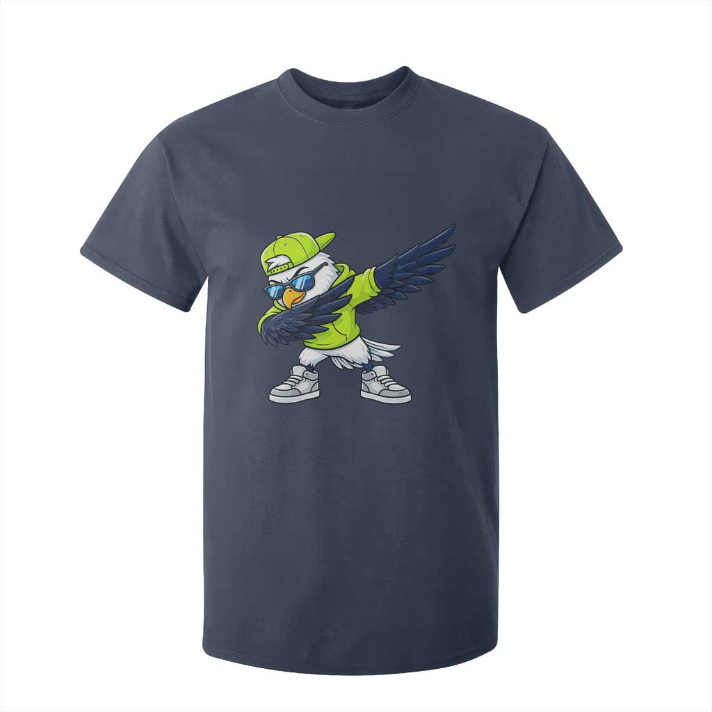 Cool Dabbing Hawk Sports Graphic T Shirt For Kid Neon Green Game Day Fan