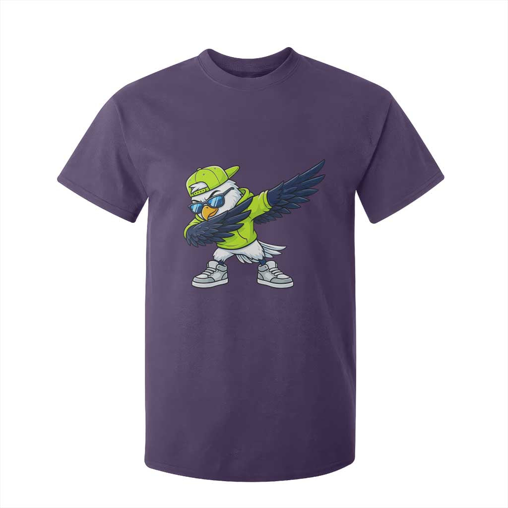 Cool Dabbing Hawk Sports Graphic T Shirt For Kid Neon Green Game Day Fan