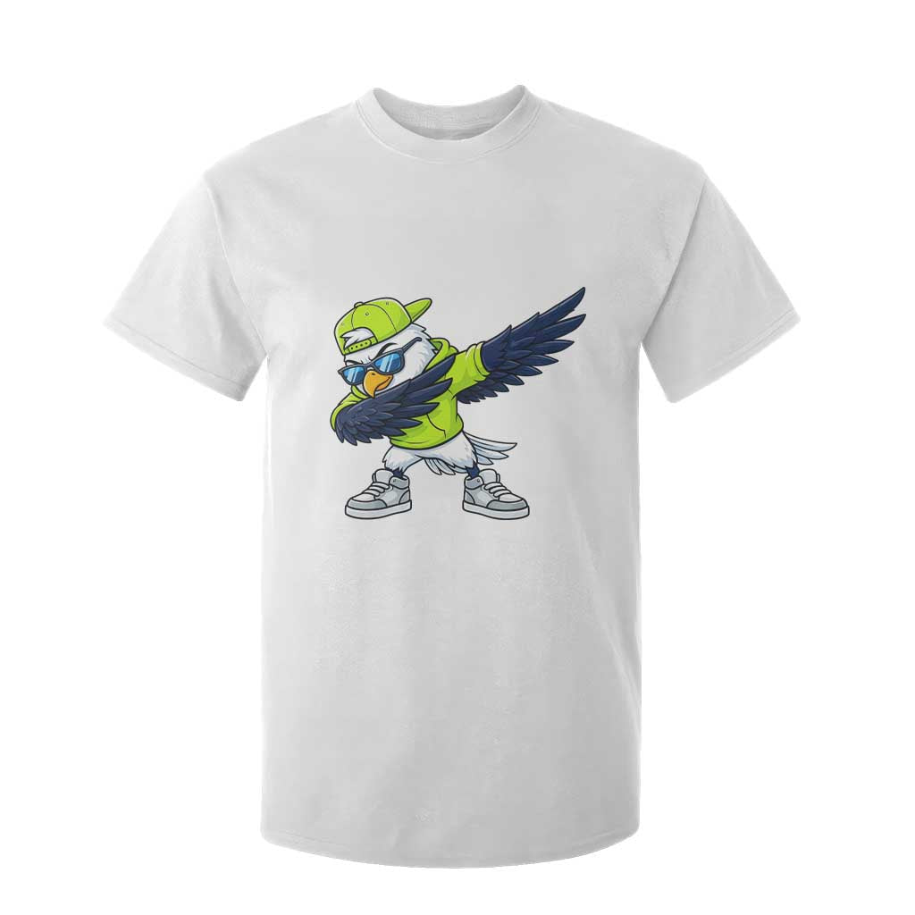 Cool Dabbing Hawk Sports Graphic T Shirt For Kid Neon Green Game Day Fan