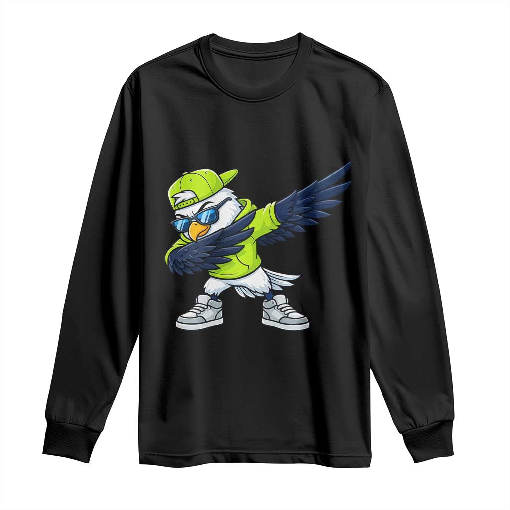 Cool Dabbing Hawk Sports Graphic Long Sleeve Shirt Neon Green Game Day Fan TS02 Black Print Your Wear