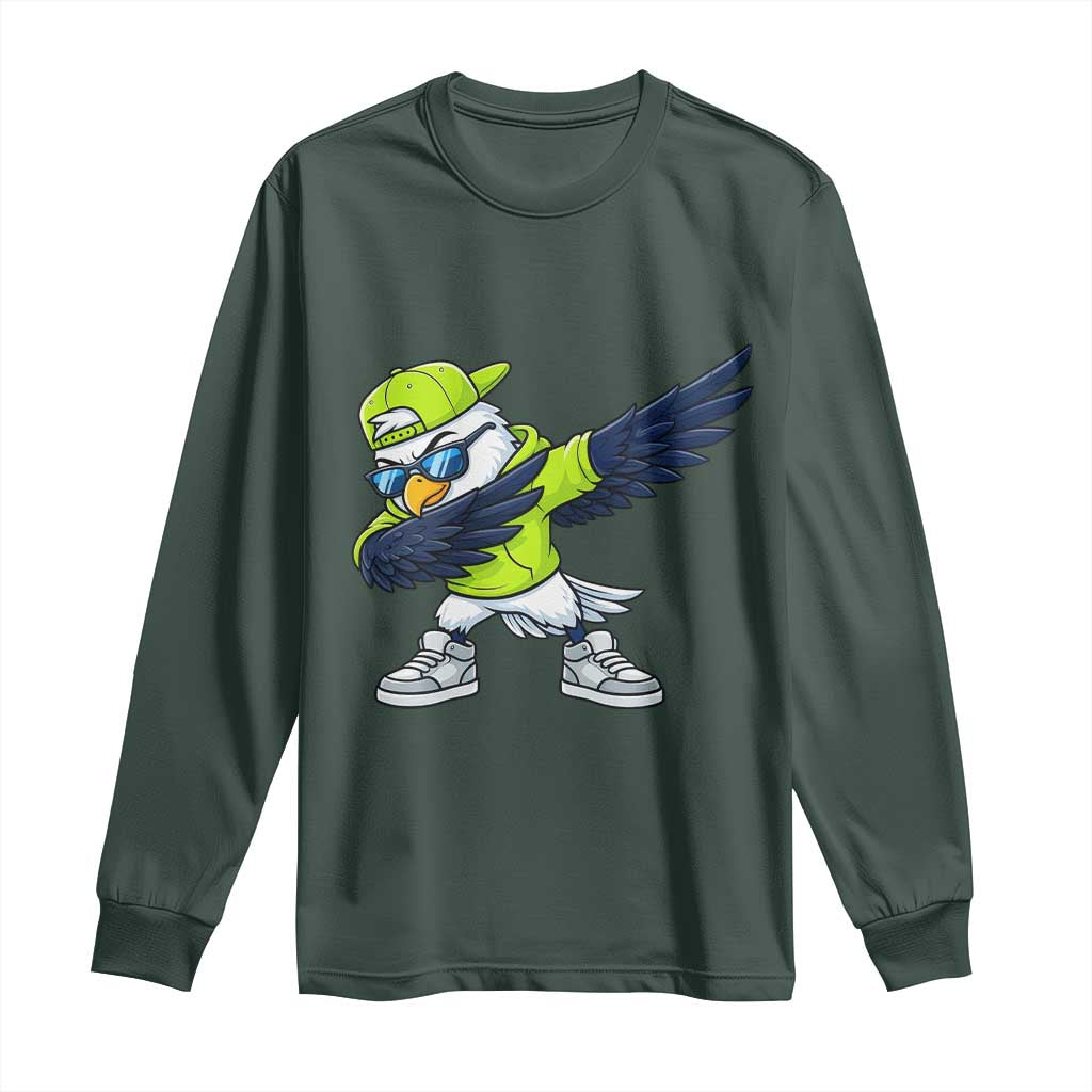 Cool Dabbing Hawk Sports Graphic Long Sleeve Shirt Neon Green Game Day Fan