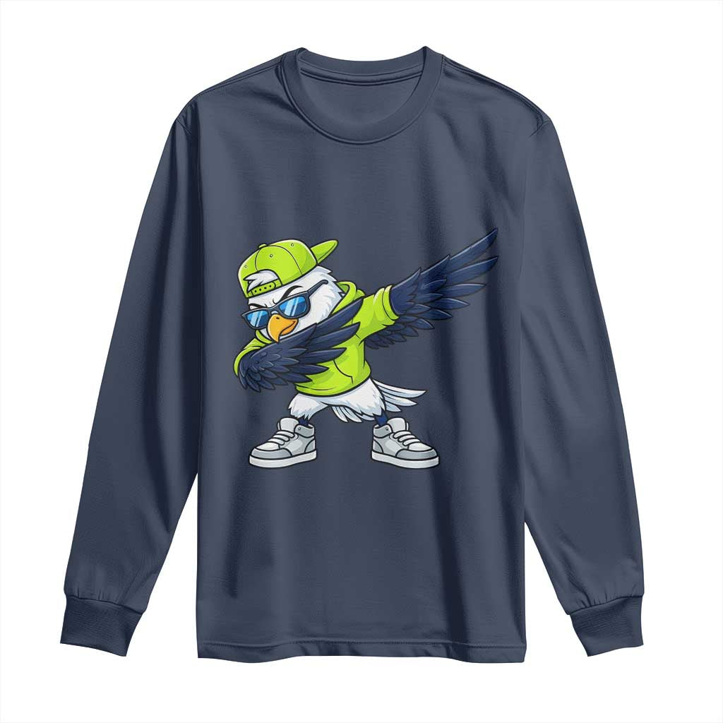 Cool Dabbing Hawk Sports Graphic Long Sleeve Shirt Neon Green Game Day Fan