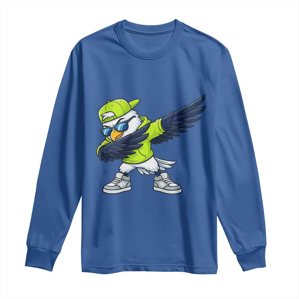 Cool Dabbing Hawk Sports Graphic Long Sleeve Shirt Neon Green Game Day Fan