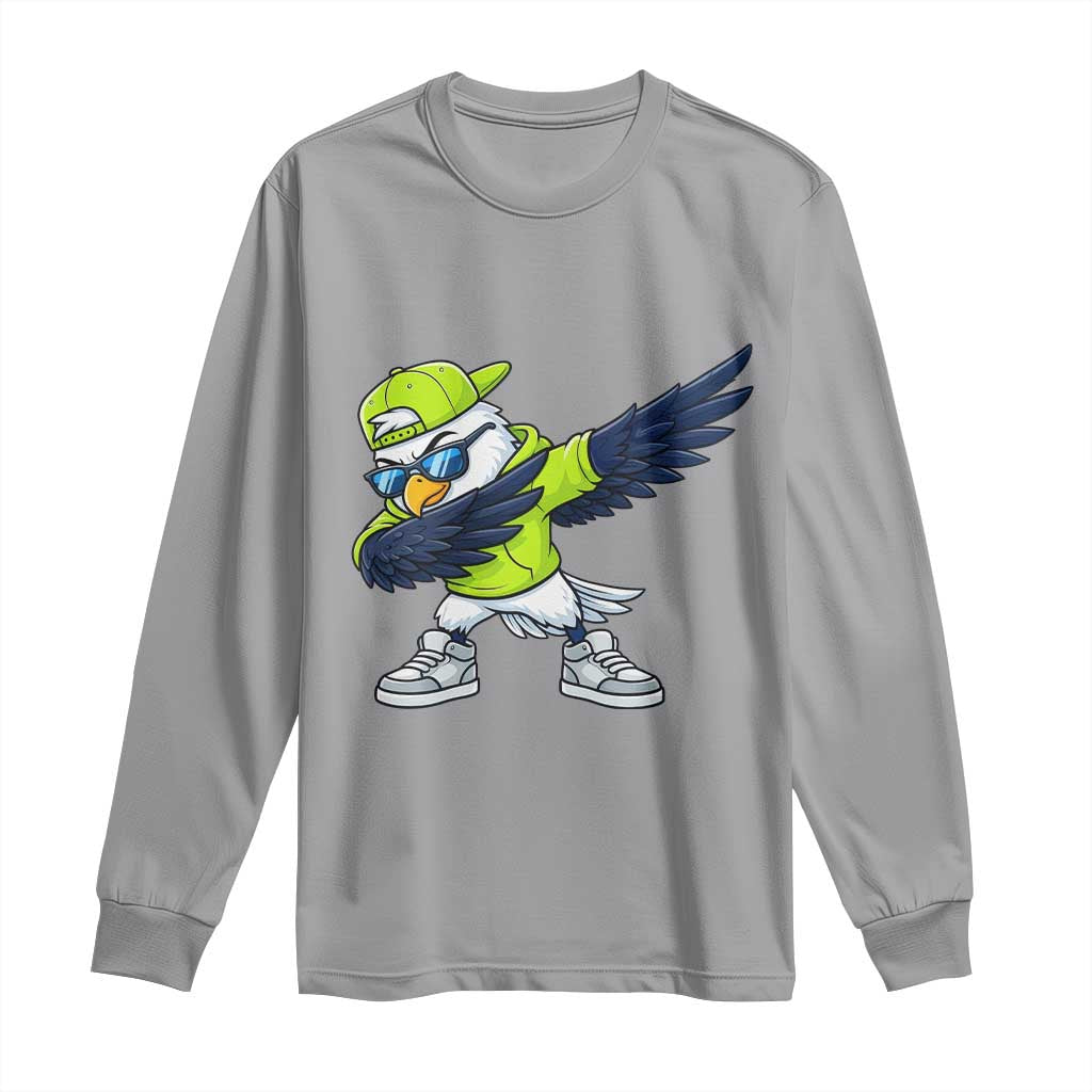 Cool Dabbing Hawk Sports Graphic Long Sleeve Shirt Neon Green Game Day Fan