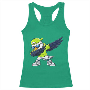 Cool Dabbing Hawk Sports Graphic Racerback Tank Top Neon Green Game Day Fan