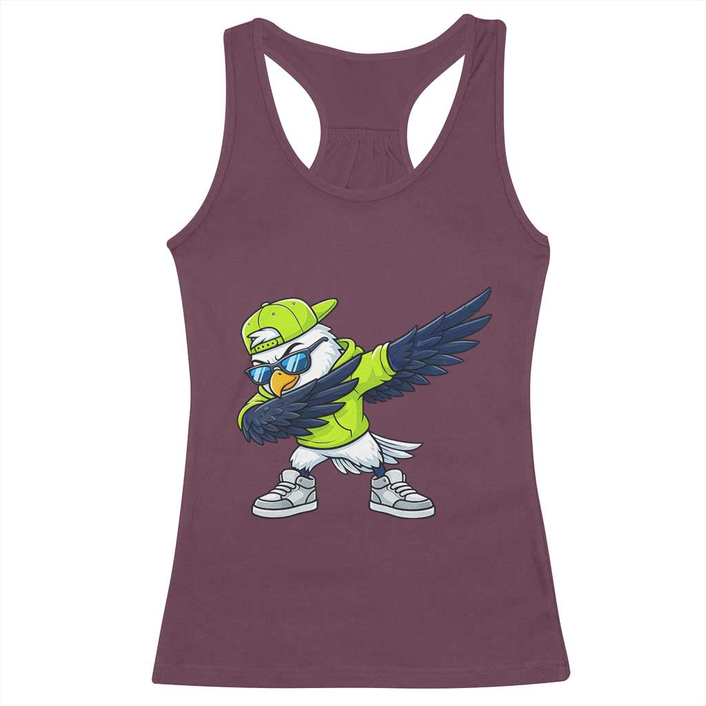 Cool Dabbing Hawk Sports Graphic Racerback Tank Top Neon Green Game Day Fan
