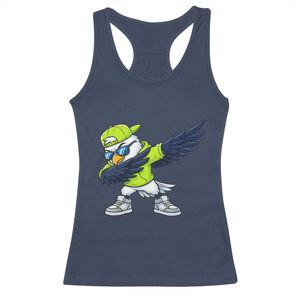 Cool Dabbing Hawk Sports Graphic Racerback Tank Top Neon Green Game Day Fan