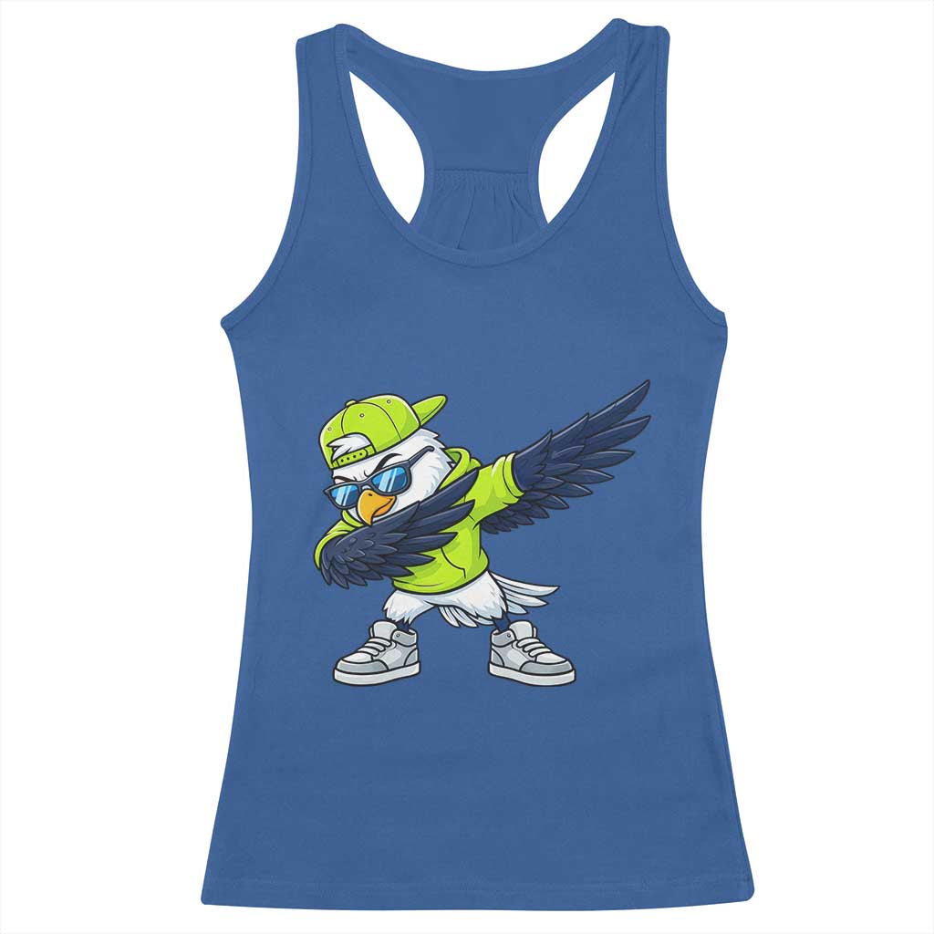 Cool Dabbing Hawk Sports Graphic Racerback Tank Top Neon Green Game Day Fan