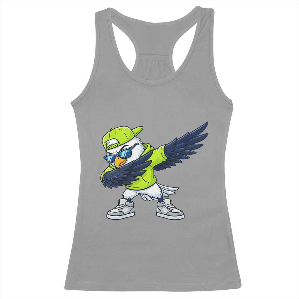 Cool Dabbing Hawk Sports Graphic Racerback Tank Top Neon Green Game Day Fan