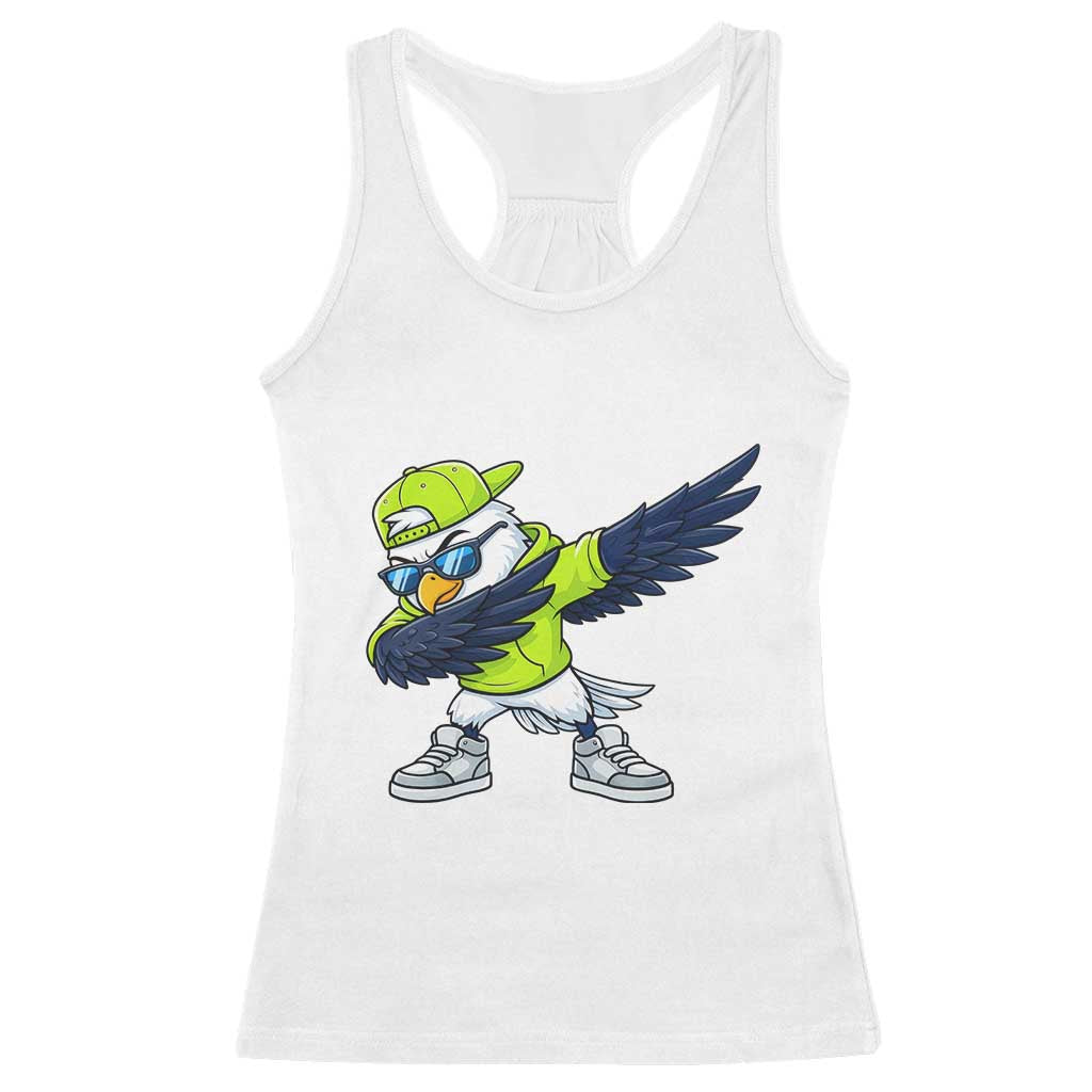 Cool Dabbing Hawk Sports Graphic Racerback Tank Top Neon Green Game Day Fan
