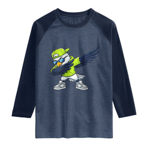 Cool Dabbing Hawk Sports Graphic Raglan Shirt Neon Green Game Day Fan
